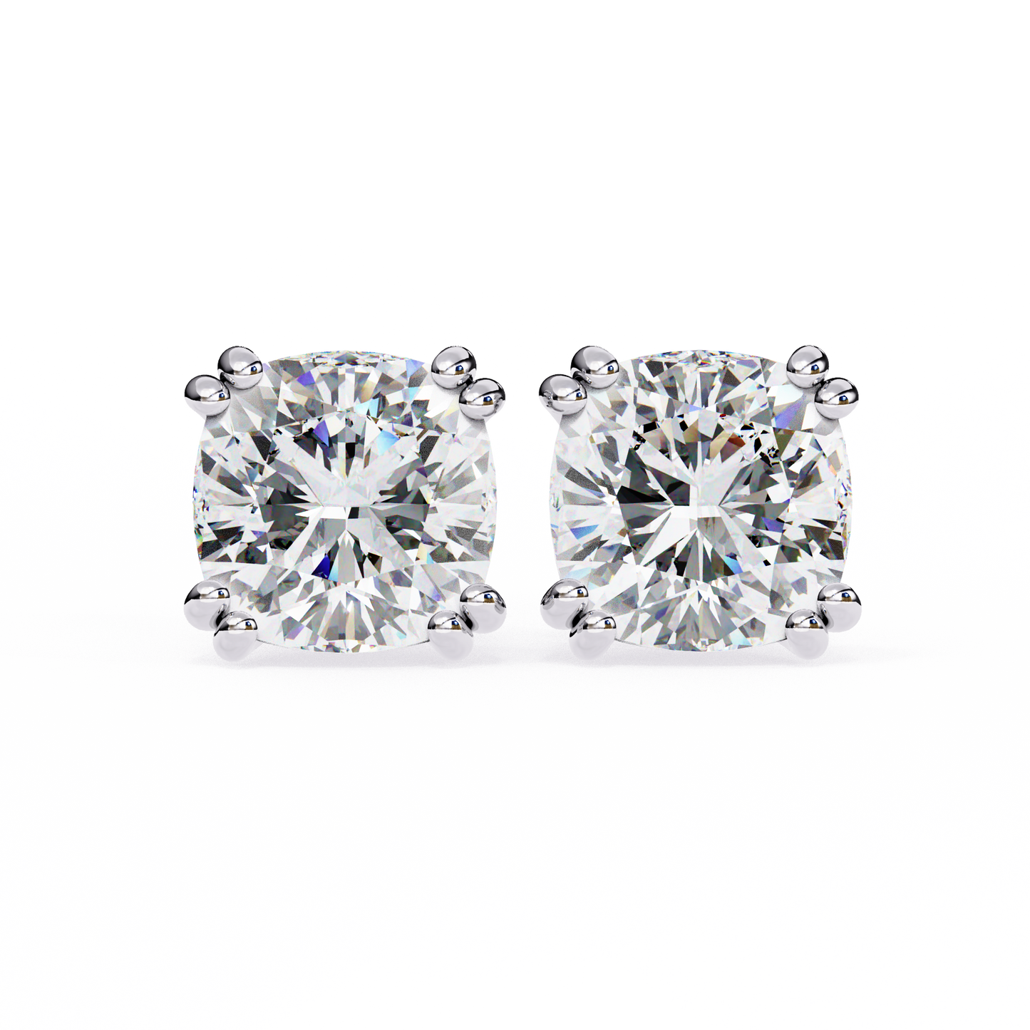 Handcrafted Cushion Cut White Colorless Diamond Perfect Statement Cluster Daily Wear Stud Earring - HIGHCARAT DIAMONDS