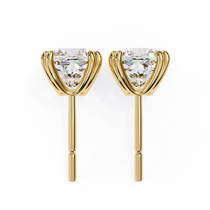 Handcrafted Cushion Cut White Colorless Diamond Perfect Statement Cluster Daily Wear Stud Earring - HIGHCARAT DIAMONDS