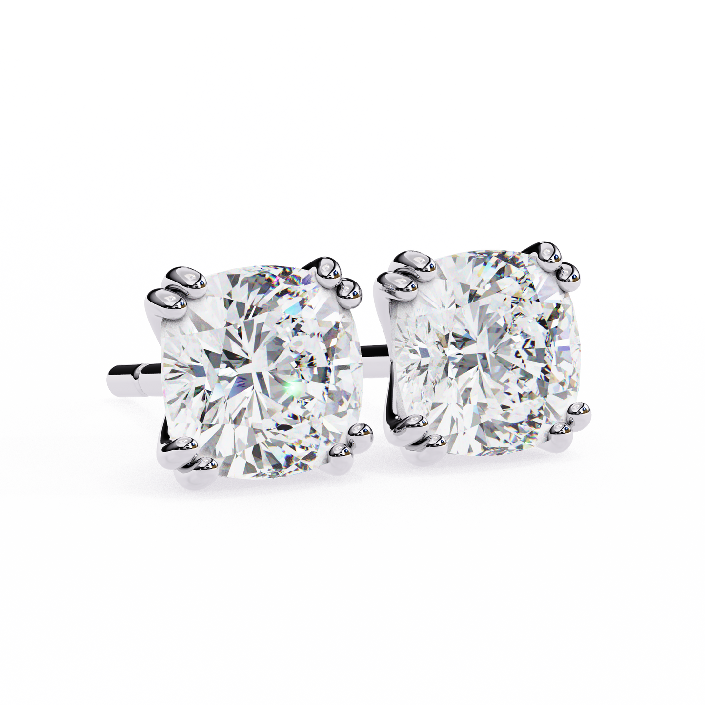 Handcrafted Cushion Cut White Colorless Diamond Perfect Statement Cluster Daily Wear Stud Earring - HIGHCARAT DIAMONDS