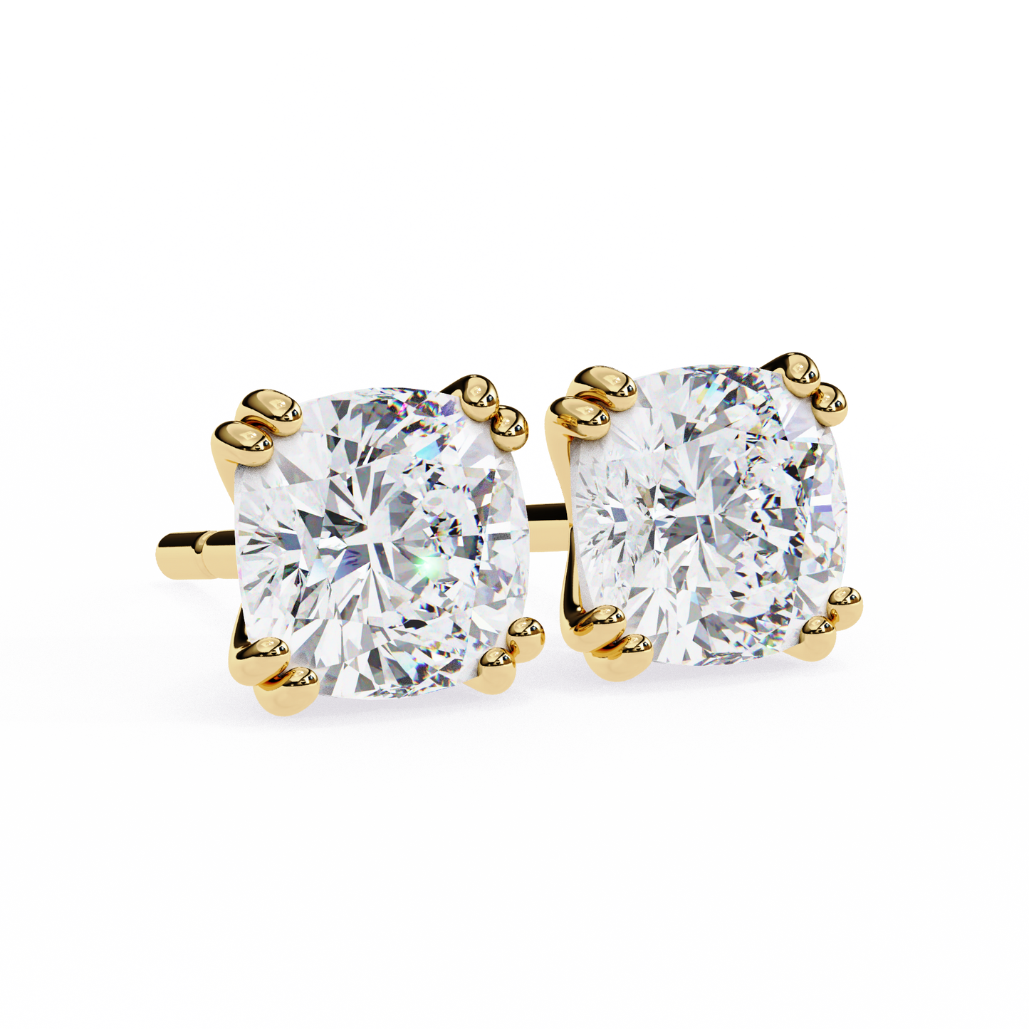 Handcrafted Cushion Cut White Colorless Diamond Perfect Statement Cluster Daily Wear Stud Earring - HIGHCARAT DIAMONDS