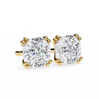 Handcrafted Cushion Cut White Colorless Diamond Perfect Statement Cluster Daily Wear Stud Earring - HIGHCARAT DIAMONDS