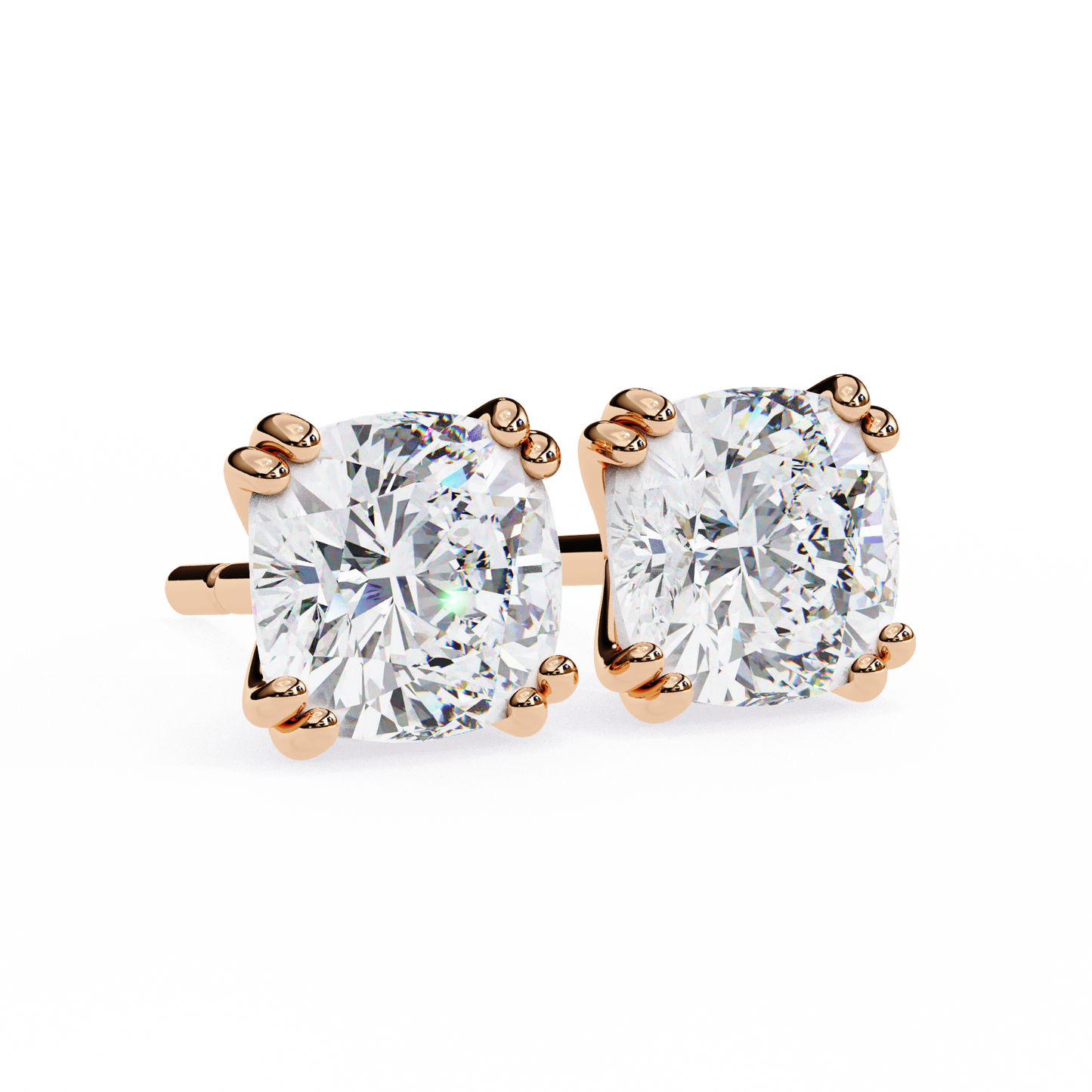 Handcrafted Cushion Cut White Colorless Diamond Perfect Statement Cluster Daily Wear Stud Earring - HIGHCARAT DIAMONDS