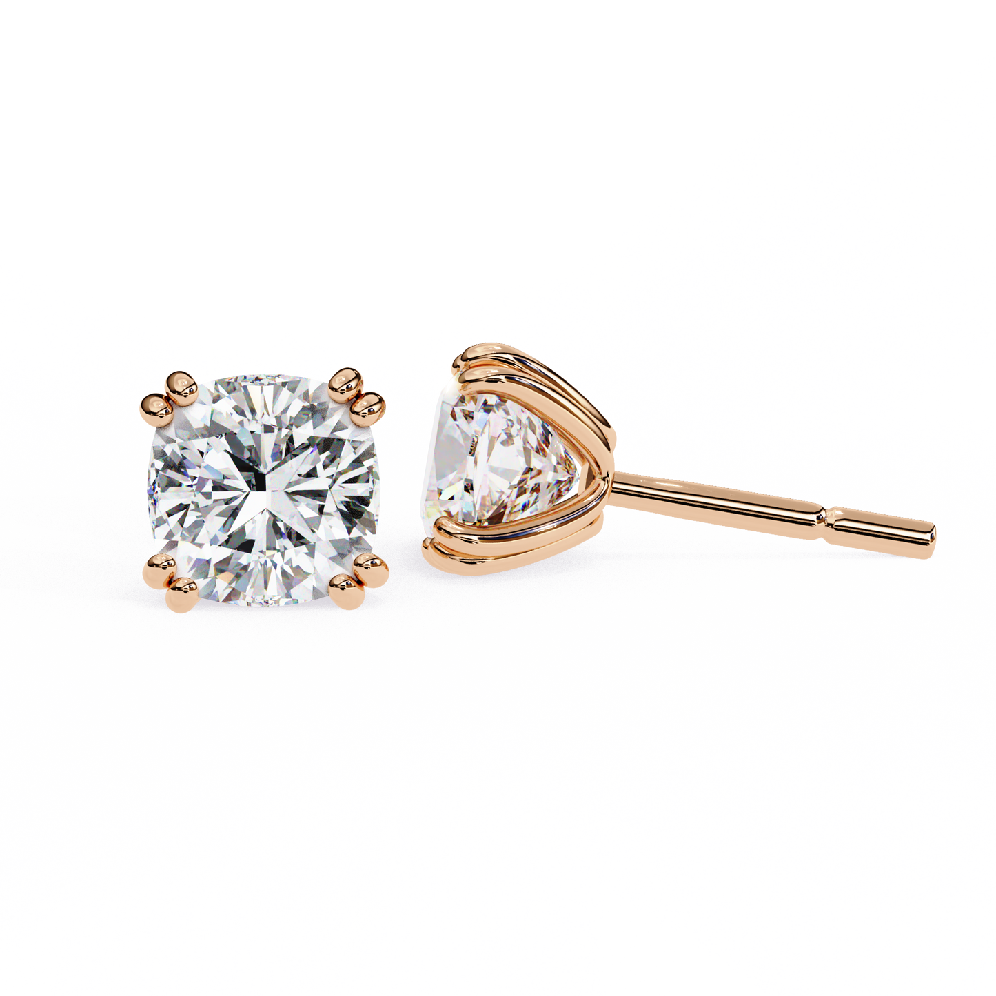Handcrafted Cushion Cut White Colorless Diamond Perfect Statement Cluster Daily Wear Stud Earring - HIGHCARAT DIAMONDS