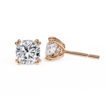 Handcrafted Cushion Cut White Colorless Diamond Perfect Statement Cluster Daily Wear Stud Earring - HIGHCARAT DIAMONDS