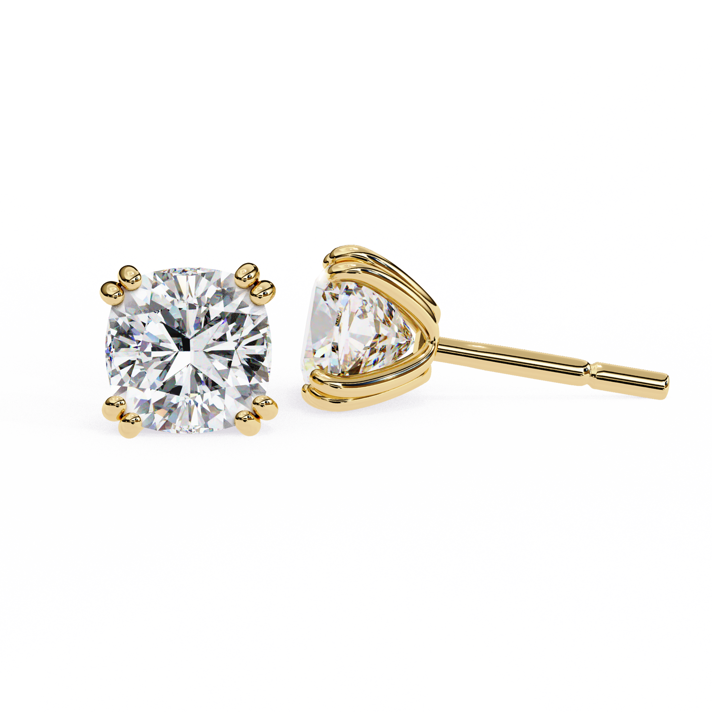 Handcrafted Cushion Cut White Colorless Diamond Perfect Statement Cluster Daily Wear Stud Earring - HIGHCARAT DIAMONDS