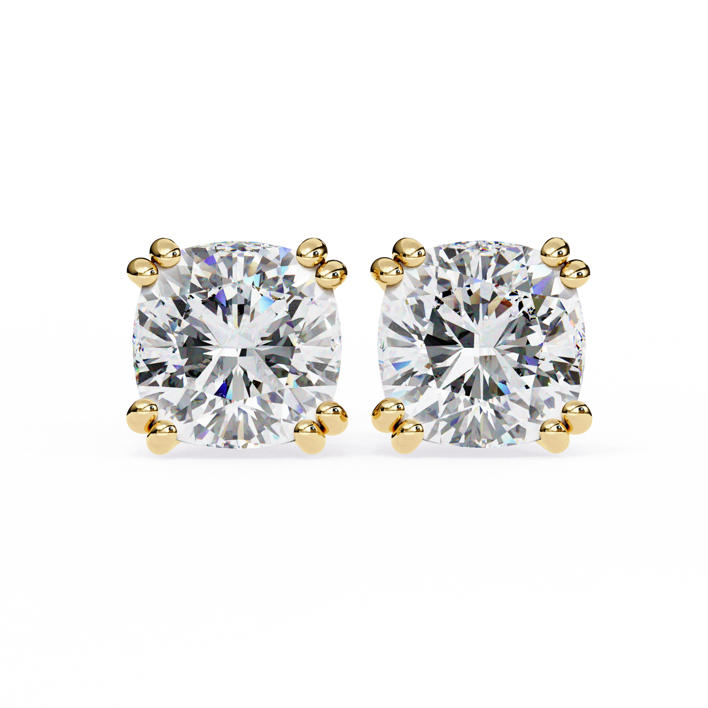 Handcrafted Cushion Cut White Colorless Diamond Perfect Statement Cluster Daily Wear Stud Earring - HIGHCARAT DIAMONDS