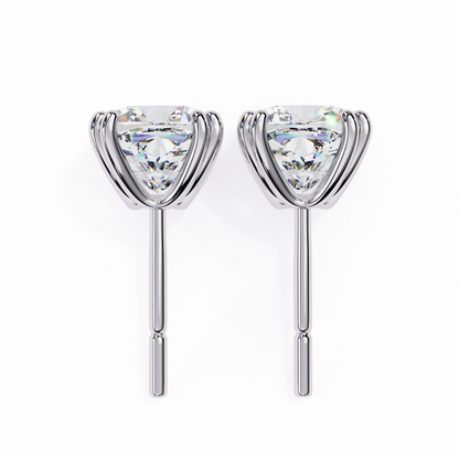Handcrafted Cushion Cut White Colorless Diamond Perfect Statement Cluster Daily Wear Stud Earring - HIGHCARAT DIAMONDS