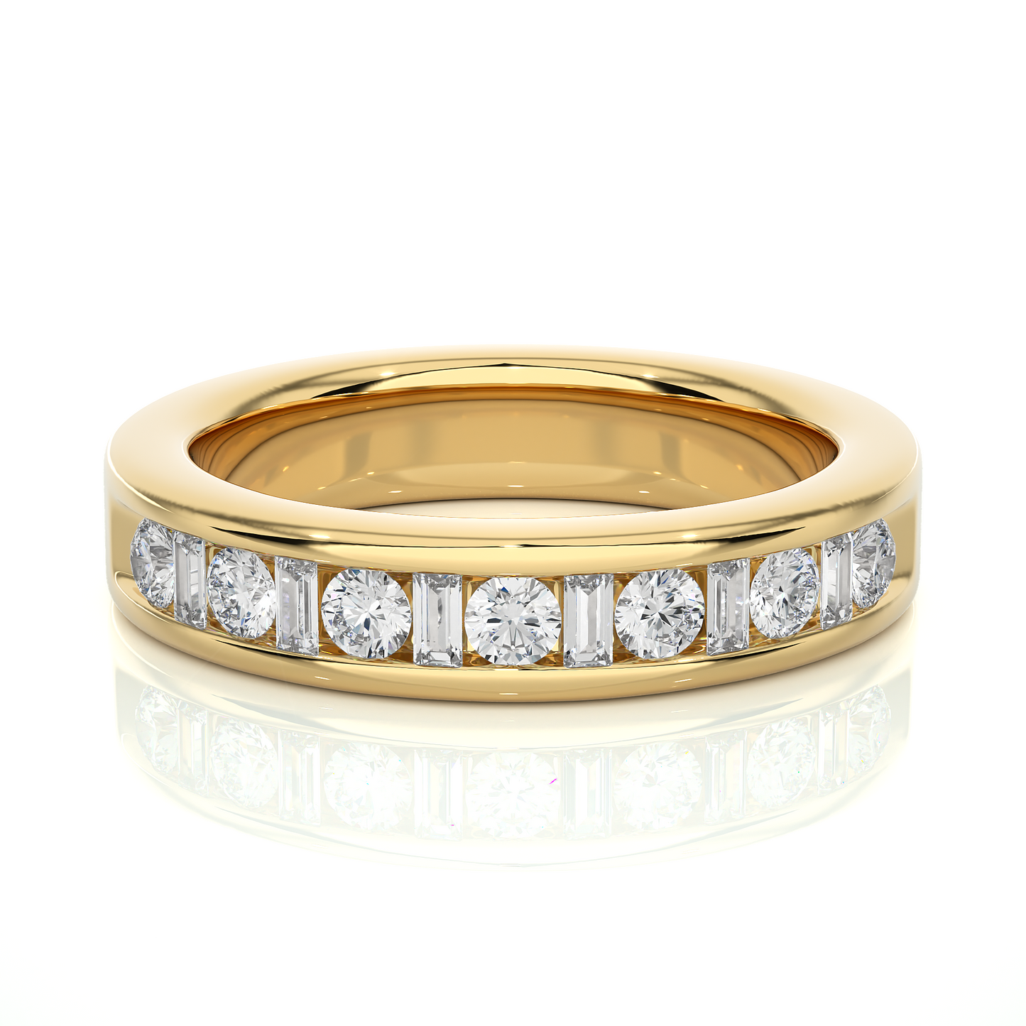 Handcrafted Eternity Band With Baguette And Round Labgrown Diamonds For Special Occasions