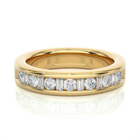 Handcrafted Eternity Band With Baguette And Round Labgrown Diamonds For Special Occasions - HIGHCARAT DIAMONDS