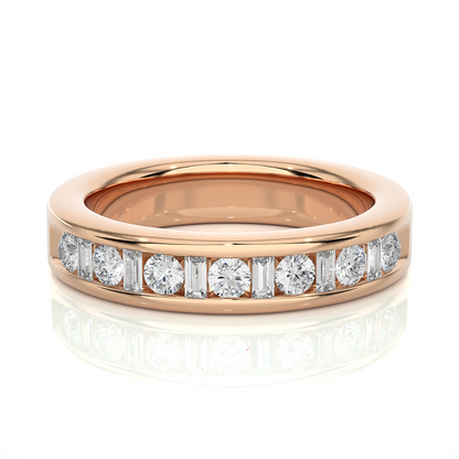 Handcrafted Eternity Band With Baguette And Round Labgrown Diamonds For Special Occasions