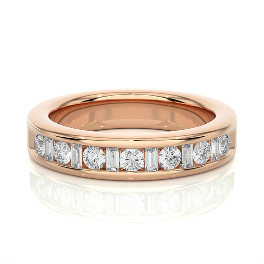 Handcrafted Eternity Band With Baguette And Round Labgrown Diamonds For Special Occasions - HIGHCARAT DIAMONDS