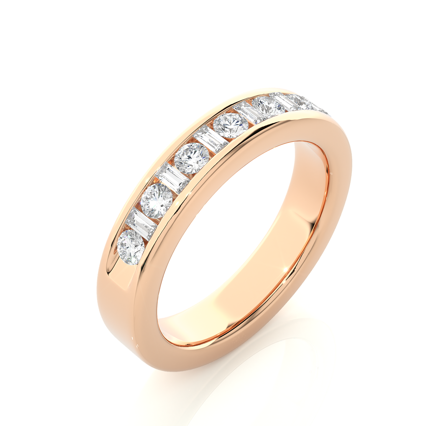 Handcrafted Eternity Band With Baguette And Round Labgrown Diamonds For Special Occasions