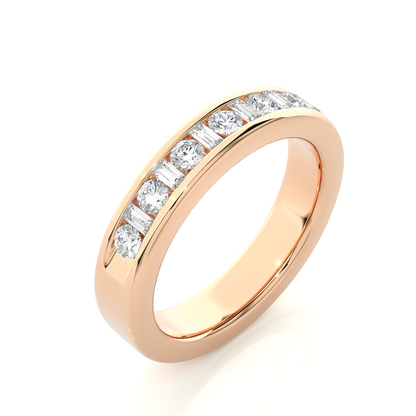 Handcrafted Eternity Band With Baguette And Round Labgrown Diamonds For Special Occasions