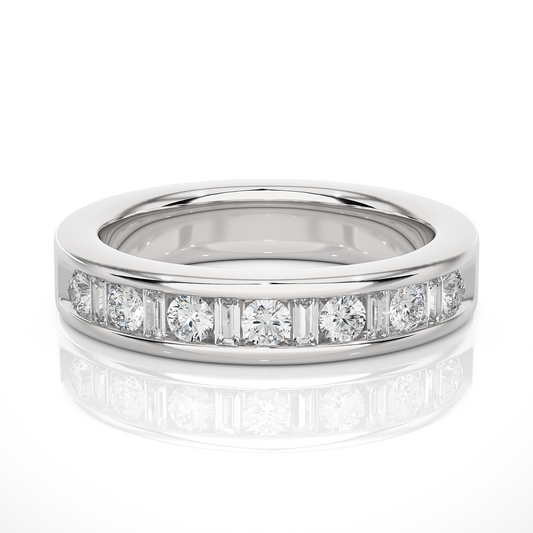Handcrafted Eternity Band With Baguette And Round Labgrown Diamonds For Special Occasions