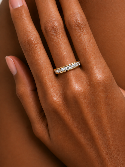 Handcrafted Eternity Band With Baguette And Round Labgrown Diamonds For Special Occasions - HIGHCARAT DIAMONDS