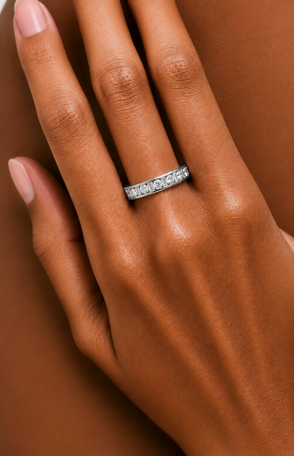 Handcrafted Eternity Band With Baguette And Round Labgrown Diamonds For Special Occasions - HIGHCARAT DIAMONDS