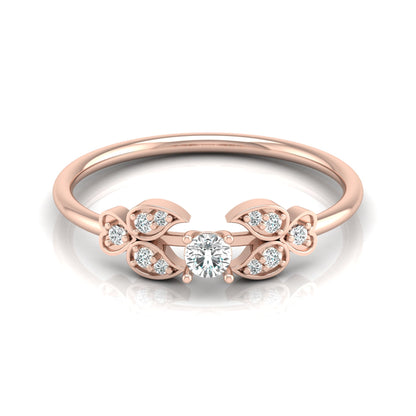 Handcrafted Floral Round Diamond 14K Gold Ring with Real Diamonds Timeless Charm