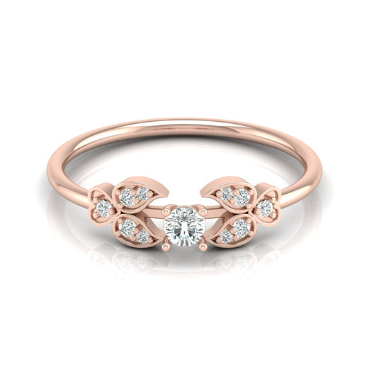 Handcrafted Floral Round Diamond 14K Gold Ring with Real Diamonds Timeless Charm - HIGHCARAT DIAMONDS