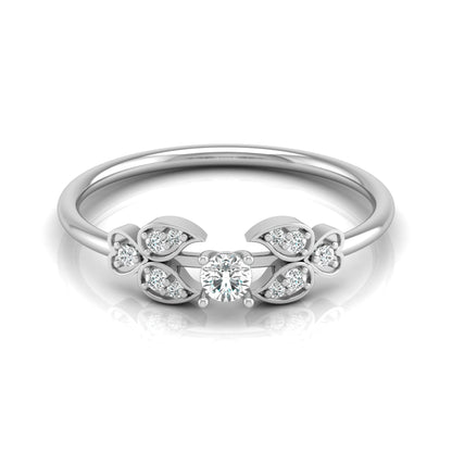 Handcrafted Floral Round Diamond 14K Gold Ring with Real Diamonds Timeless Charm