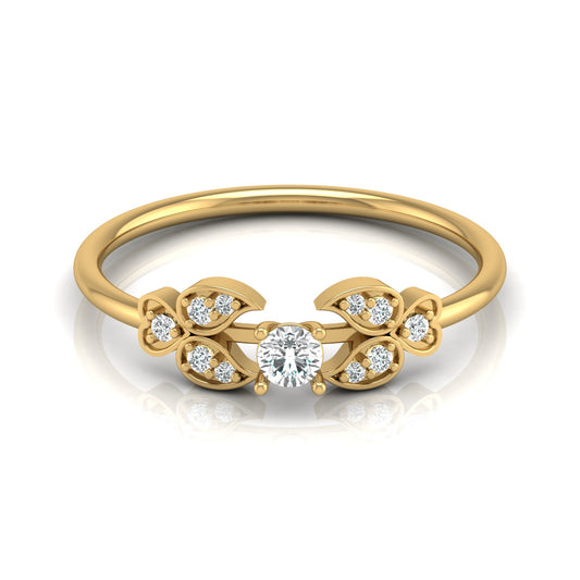 Handcrafted Floral Round Diamond 14K Gold Ring with Real Diamonds Timeless Charm - HIGHCARAT DIAMONDS