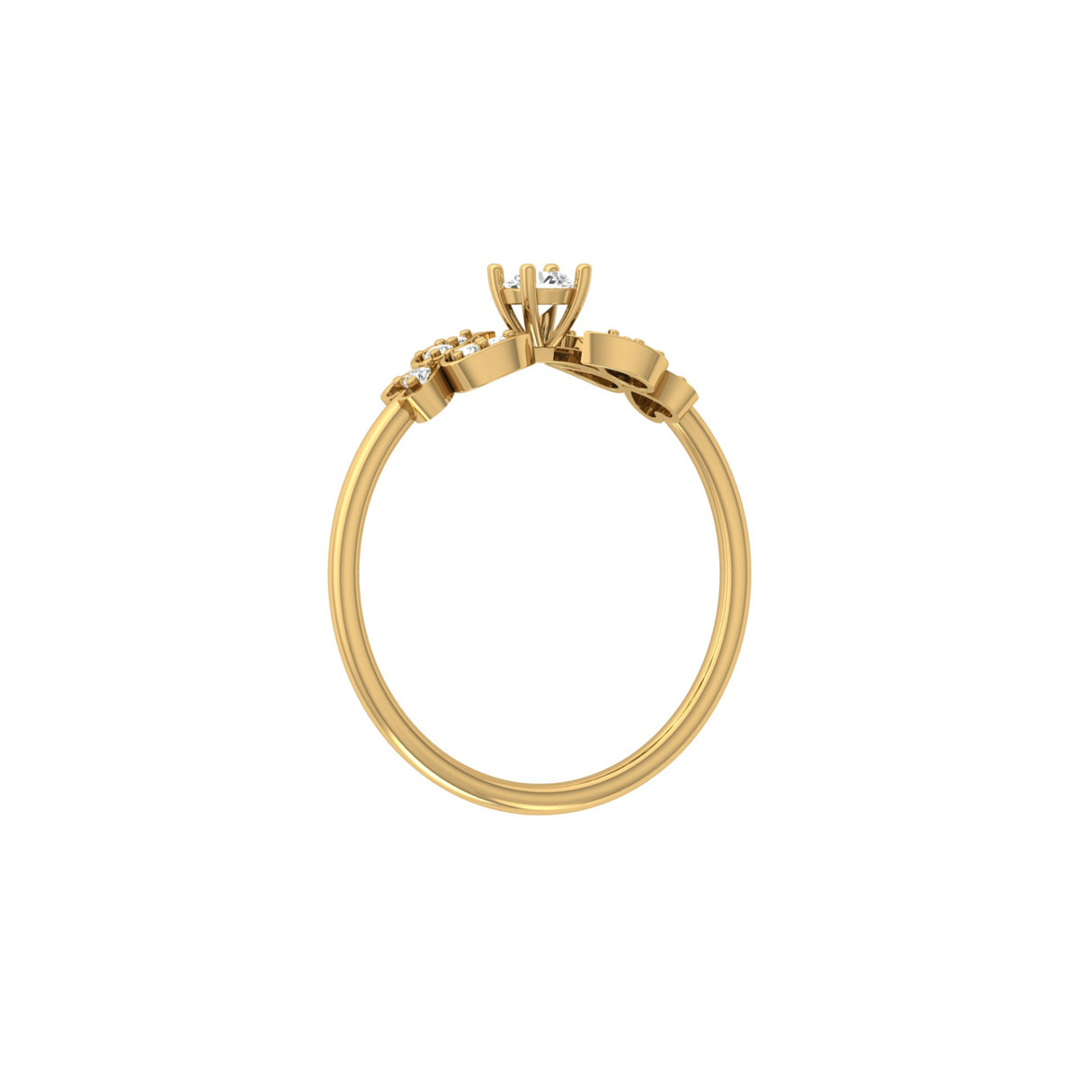 Handcrafted Floral Round Diamond 14K Gold Ring with Real Diamonds Timeless Charm - HIGHCARAT DIAMONDS