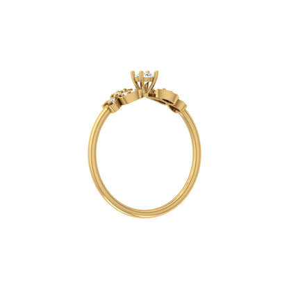 Handcrafted Floral Round Diamond 14K Gold Ring with Real Diamonds Timeless Charm - HIGHCARAT DIAMONDS