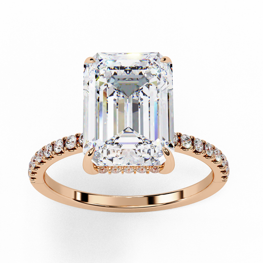 Handcrafted Women's Ring with Emerald and round Cut 2.80 Ct Lab Grown Diamond gift for her - HIGHCARAT DIAMONDS