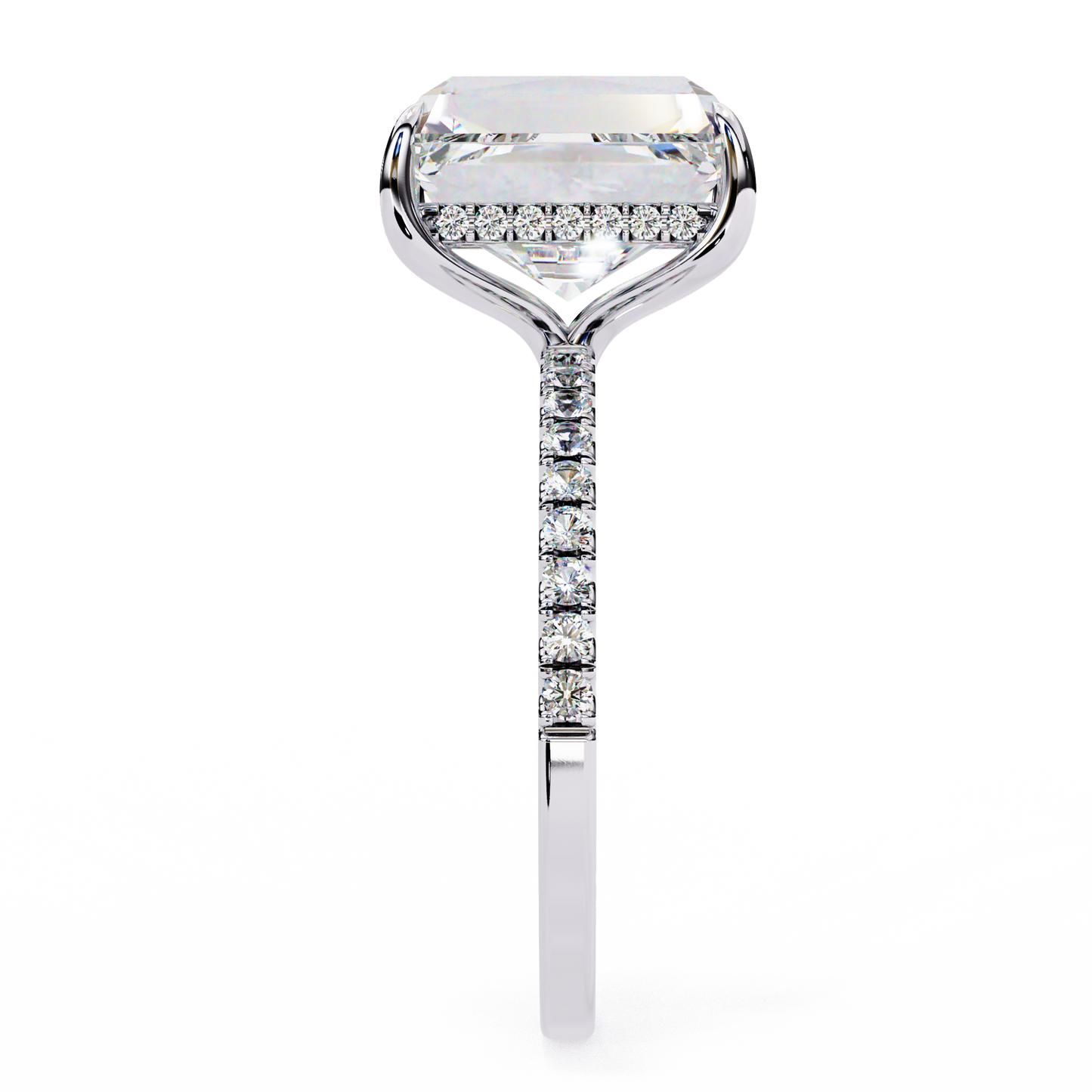 Handcrafted Women's Ring with Emerald and round Cut 2.80 Ct Lab Grown Diamond gift for her