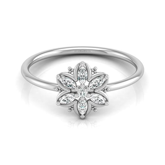 Handmade Floral Ring Marquise and Round Diamond Design Available in Every Gold - HIGHCARAT DIAMONDS