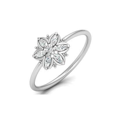 Handmade Floral Ring Marquise and Round Diamond Design Available in Every Gold - HIGHCARAT DIAMONDS