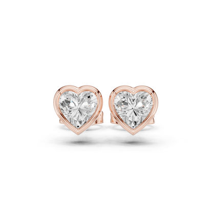 Heart Cut 1.00Ct  Lab Grown White Colorless Daimond Bezel Set Vintage Screw Back Stud Earring For Her - HIGHCARAT DIAMONDS