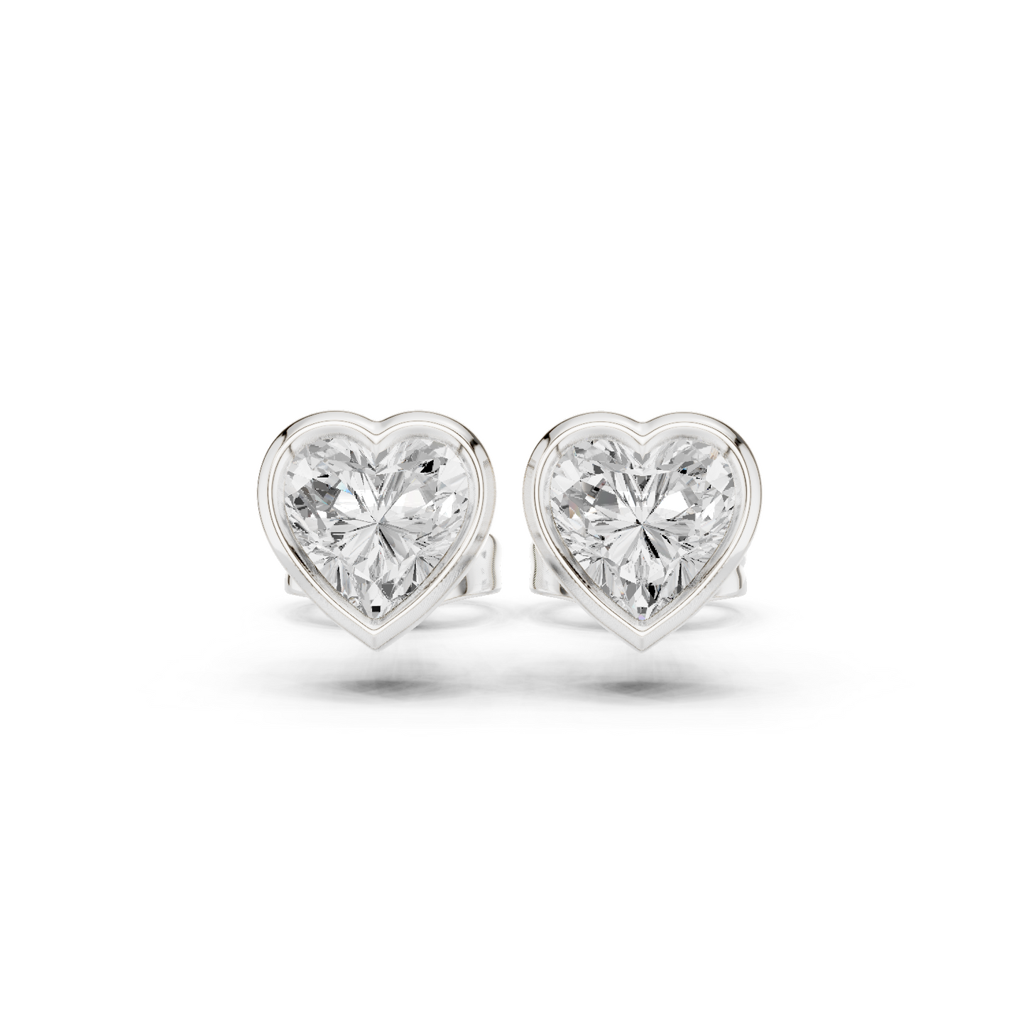 Heart Cut 1.00Ct  Lab Grown White Colorless Daimond Bezel Set Vintage Screw Back Stud Earring For Her - HIGHCARAT DIAMONDS