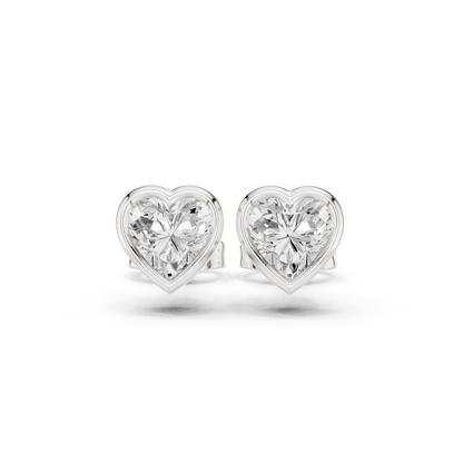 Heart Cut 1.00Ct  Lab Grown White Colorless Daimond Bezel Set Vintage Screw Back Stud Earring For Her - HIGHCARAT DIAMONDS