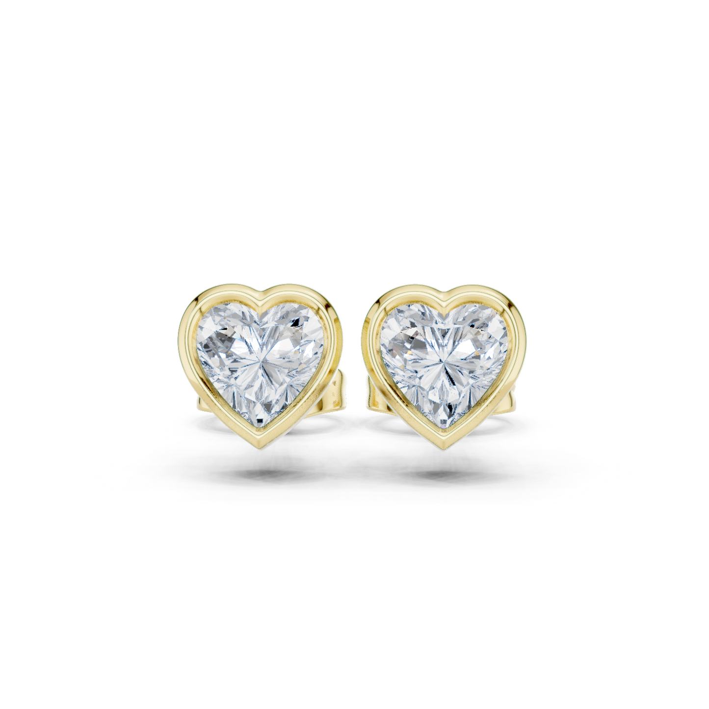 Heart Cut 1.00Ct  Lab Grown White Colorless Daimond Bezel Set Vintage Screw Back Stud Earring For Her - HIGHCARAT DIAMONDS