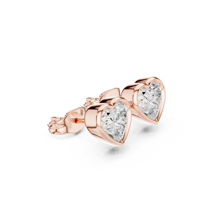 Heart Cut 1.00Ct  Lab Grown White Colorless Daimond Bezel Set Vintage Screw Back Stud Earring For Her - HIGHCARAT DIAMONDS