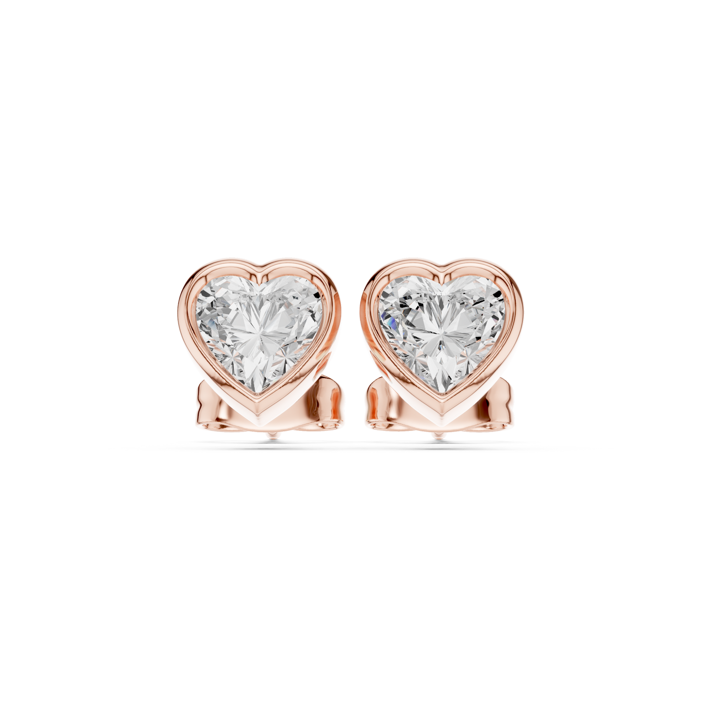 Heart Cut 1.00Ct  Lab Grown White Colorless Daimond Bezel Set Vintage Screw Back Stud Earring For Her - HIGHCARAT DIAMONDS