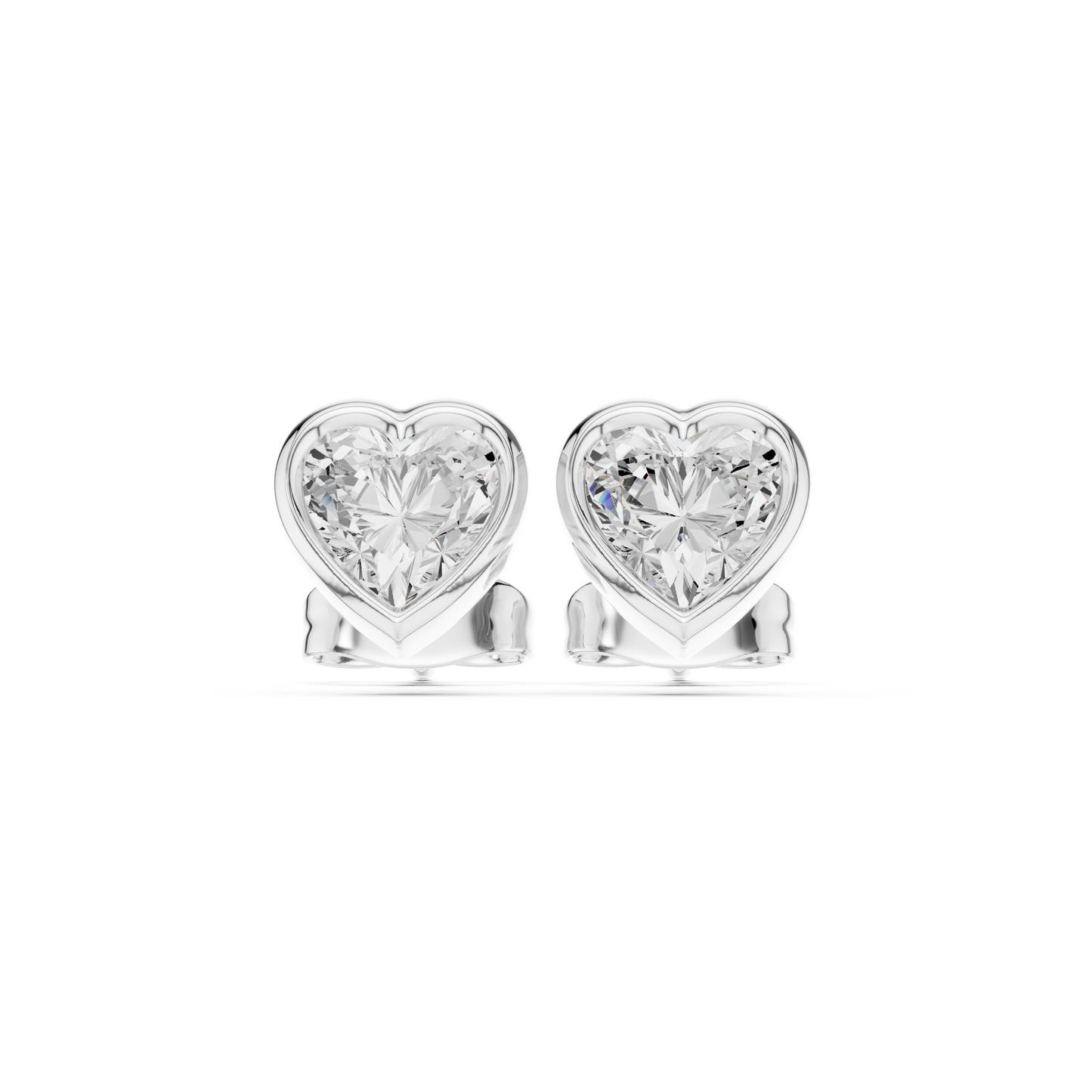 Heart Cut 1.00Ct  Lab Grown White Colorless Daimond Bezel Set Vintage Screw Back Stud Earring For Her - HIGHCARAT DIAMONDS