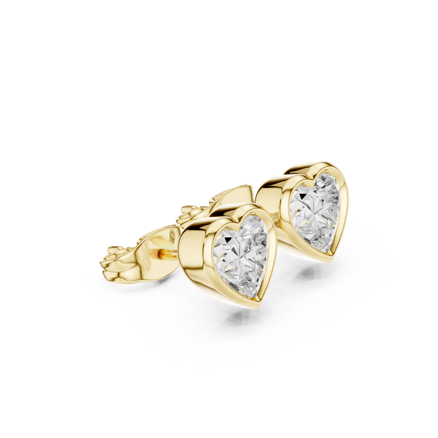 Heart Cut 1.00Ct  Lab Grown White Colorless Daimond Bezel Set Vintage Screw Back Stud Earring For Her - HIGHCARAT DIAMONDS
