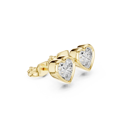 Heart Cut 1.00Ct  Lab Grown White Colorless Daimond Bezel Set Vintage Screw Back Stud Earring For Her - HIGHCARAT DIAMONDS