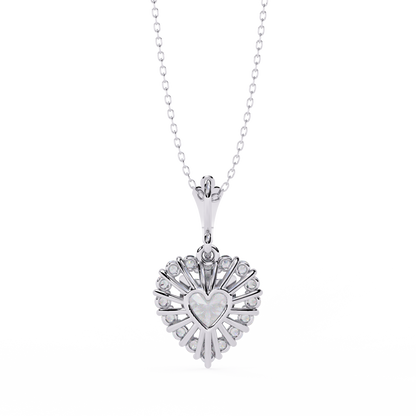 Heart and Round Cut Lab Grown Diamond Rose 14k Solid Gold Prong Set Minimalist Dainty Party Wear Pendant Perfect  Gift for Her - HIGHCARAT DIAMONDS