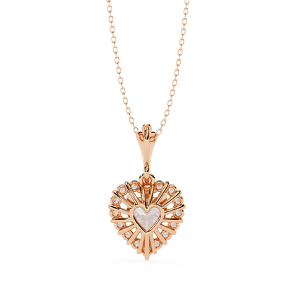 Heart and Round Cut Lab Grown Diamond Rose 14k Solid Gold Prong Set Minimalist Dainty Party Wear Pendant Perfect  Gift for Her - HIGHCARAT DIAMONDS