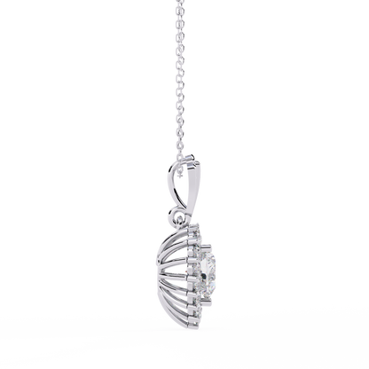 Romantic heart cut diamond necklace with brilliant halo frame