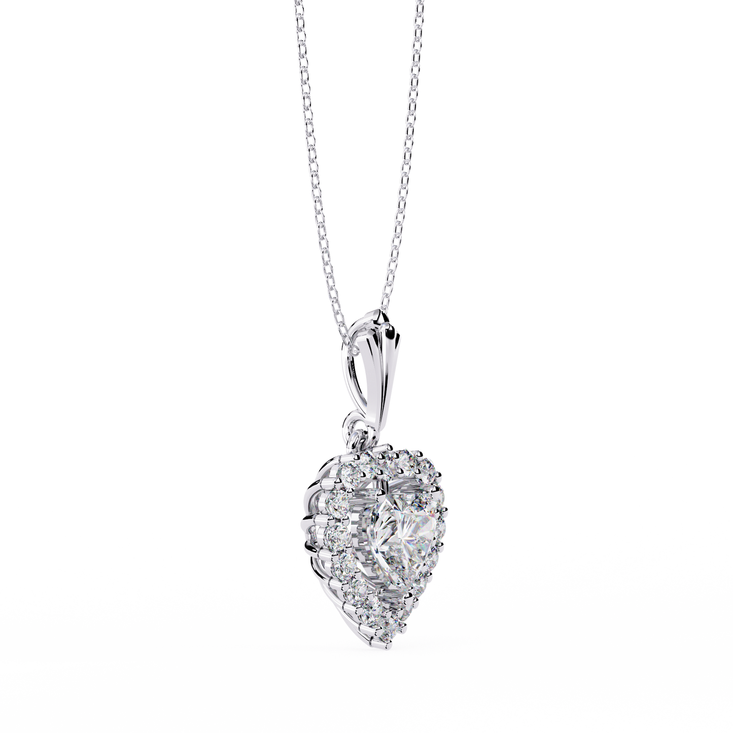 Heart and Round Cut Lab Grown Diamond Rose 14k Solid Gold Prong Set Minimalist Dainty Party Wear Pendant Perfect  Gift for Her - HIGHCARAT DIAMONDS