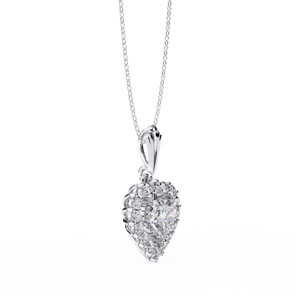 Heart and Round Cut Lab Grown Diamond Rose 14k Solid Gold Prong Set Minimalist Dainty Party Wear Pendant Perfect  Gift for Her - HIGHCARAT DIAMONDS