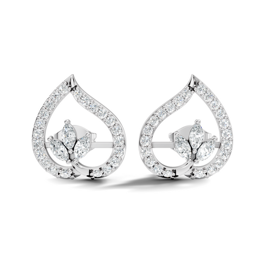 Marquise & Round Shape Natural & Lab Grown Diamond Stunning Earrings For Girl - HIGHCARAT DIAMONDS