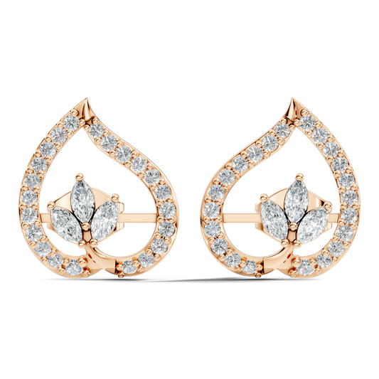 Marquise & Round Shape Natural & Lab Grown Diamond Stunning Earrings For Girl - HIGHCARAT DIAMONDS
