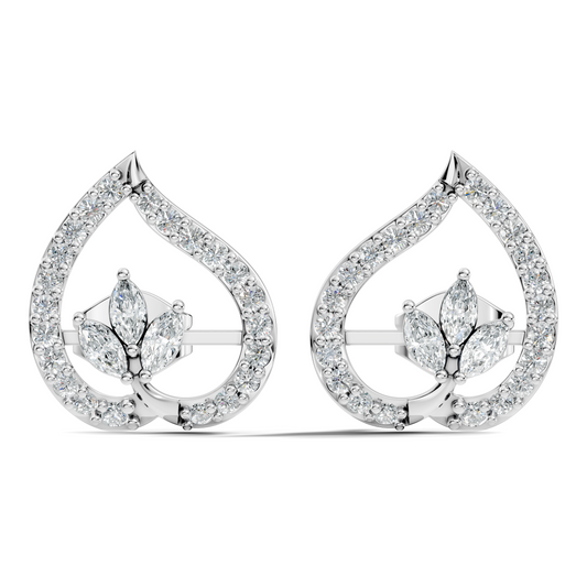 Marquise & Round Shape Natural & Lab Grown Diamond Stunning Earrings For Girl - HIGHCARAT DIAMONDS