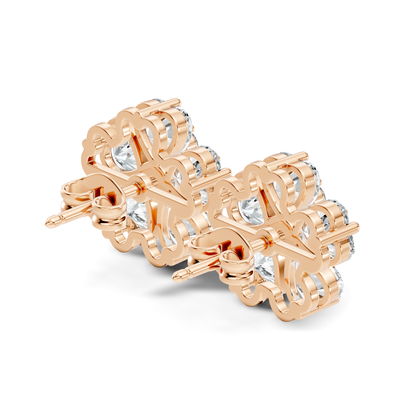 Heart & Round Cut Flower Shape Lab Grown Diamond Earring - HIGHCARAT DIAMONDS