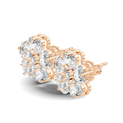 Heart & Round Cut Flower Shape Lab Grown Diamond Earring - HIGHCARAT DIAMONDS