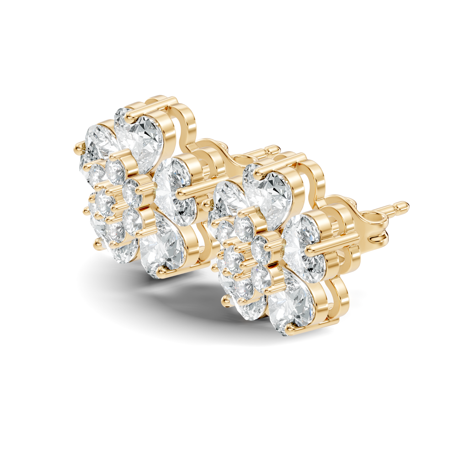 Heart & Round Cut Flower Shape Lab Grown Diamond Earring - HIGHCARAT DIAMONDS